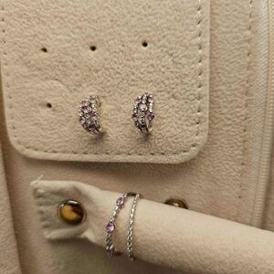 18k gold Diamond Earring and Ring Set